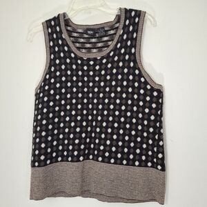 Vintage Massimo Black and Cream Polka Dot Lambswool Top, Size XL
